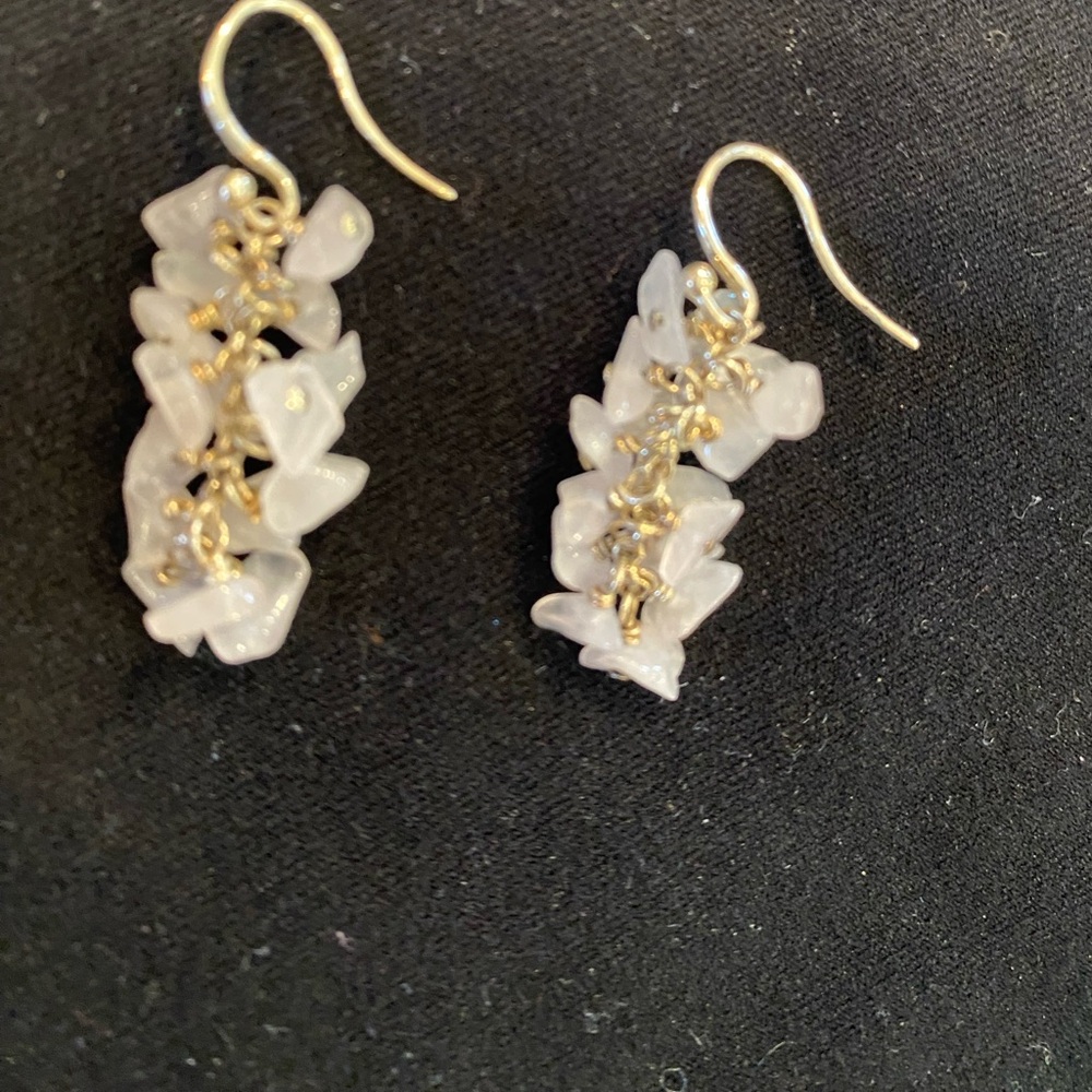 Sterling silver and natural rose  quartz dangle earrings